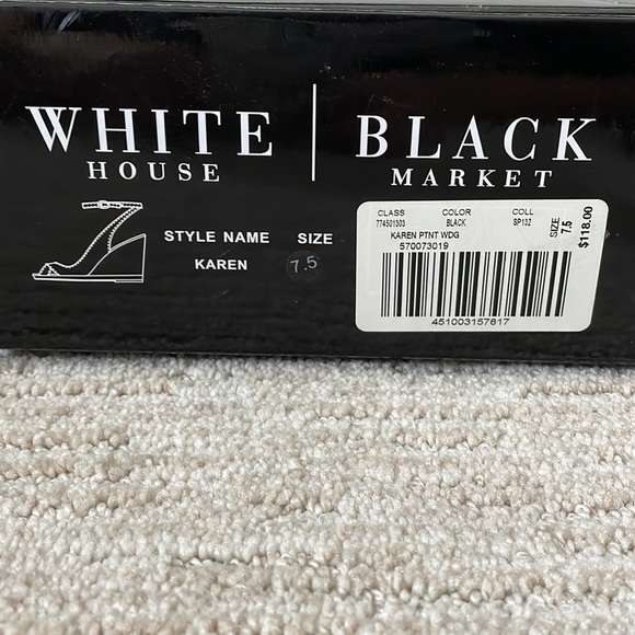 White House|Black Market Karen black leather wedges, size 7.5 - Picture 7 of 7